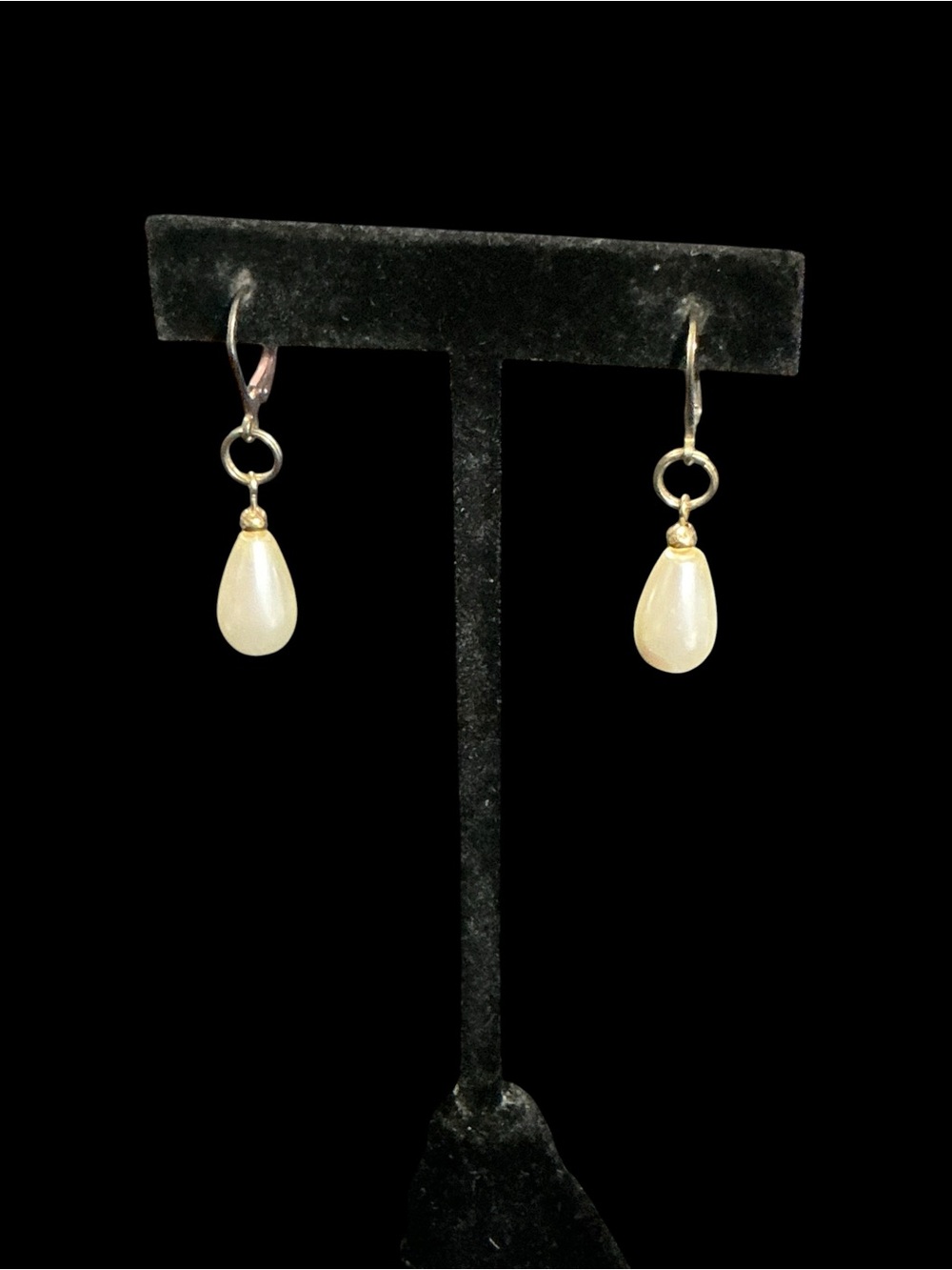 Pearl Teardrop Drop Earrings - Cream